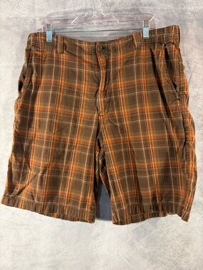 Arrow Blue Jeans Co Plaid Shorts Mens Size 36 Brown Orange Cotton Casual